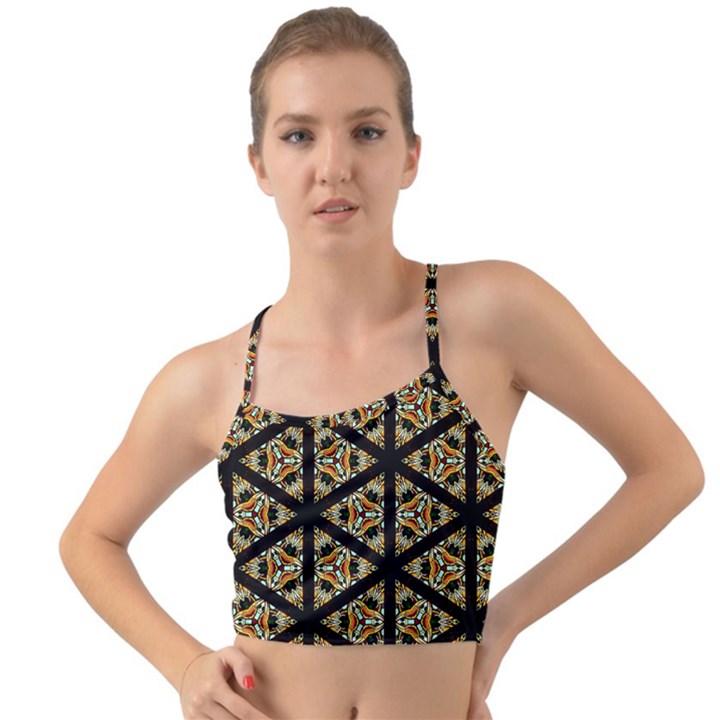 Pattern Stained Glass Triangles Mini Tank Bikini Top