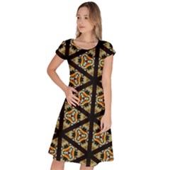 Pattern Stained Glass Triangles Classic Short Sleeve Dress