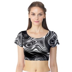 Wave Abstract Lines Short Sleeve Crop Top