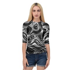 Wave Abstract Lines Quarter Sleeve Raglan Tee