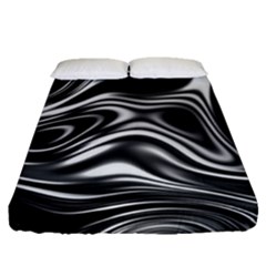 Wave Abstract Lines Fitted Sheet (queen Size) by HermanTelo