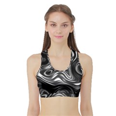 Wave Abstract Lines Sports Bra With Border