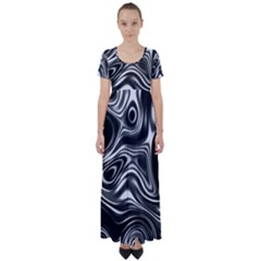 Wave Abstract Lines High Waist Short Sleeve Maxi Dress by HermanTelo