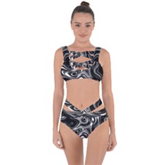 Wave Abstract Lines Bandaged Up Bikini Set 