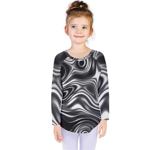 Wave Abstract Lines Kids  Long Sleeve Tee by HermanTelo