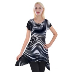 Wave Abstract Lines Short Sleeve Side Drop Tunic by HermanTelo