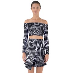 Wave Abstract Lines Off Shoulder Top With Skirt Set by HermanTelo