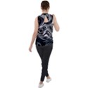 Wave Abstract Lines Mock Neck Chiffon Sleeveless Top View2