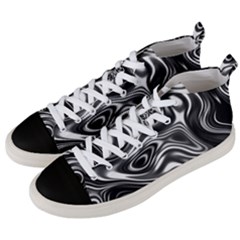 Wave Abstract Lines Men s Mid-top Canvas Sneakers