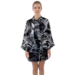 Wave Abstract Lines Long Sleeve Satin Kimono