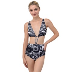 Wave Abstract Lines Tied Up Two Piece Swimsuit