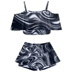 Wave Abstract Lines Kids  Off Shoulder Skirt Bikini by HermanTelo