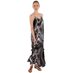 Wave Abstract Lines Cami Maxi Ruffle Chiffon Dress by HermanTelo