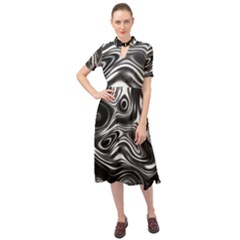 Wave Abstract Lines Keyhole Neckline Chiffon Dress by HermanTelo