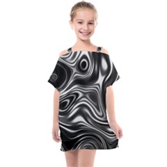 Wave Abstract Lines Kids  One Piece Chiffon Dress