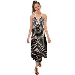 Wave Abstract Lines Halter Tie Back Dress  by HermanTelo