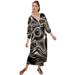 Wave Abstract Lines Grecian Style  Maxi Dress by HermanTelo