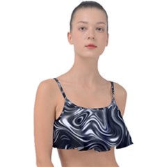 Wave Abstract Lines Frill Bikini Top by HermanTelo