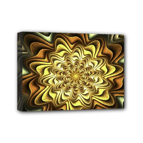 Fractal Flower Petals Gold Mini Canvas 7  X 5  (stretched)