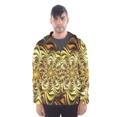 Fractal Flower Petals Gold Men s Hooded Windbreaker