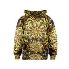 Fractal Flower Petals Gold Kids  Pullover Hoodie by HermanTelo