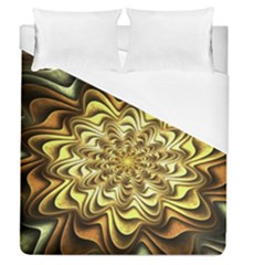 Fractal Flower Petals Gold Duvet Cover (queen Size)