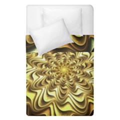 Fractal Flower Petals Gold Duvet Cover Double Side (single Size)