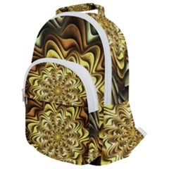 Fractal Flower Petals Gold Rounded Multi Pocket Backpack by HermanTelo