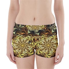 Fractal Flower Petals Gold Boyleg Bikini Wrap Bottoms