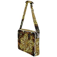 Fractal Flower Petals Gold Cross Body Office Bag