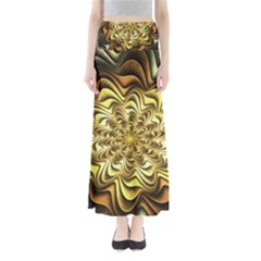 Fractal Flower Petals Gold Full Length Maxi Skirt