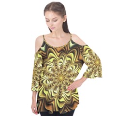 Fractal Flower Petals Gold Flutter Tees