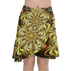 Fractal Flower Petals Gold Chiffon Wrap Front Skirt by HermanTelo