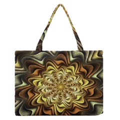 Fractal Flower Petals Gold Zipper Medium Tote Bag by HermanTelo