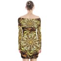 Fractal Flower Petals Gold Long Sleeve Off Shoulder Dress View2