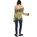 Fractal Flower Petals Gold Off Shoulder Long Sleeve Top View2