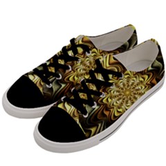 Fractal Flower Petals Gold Men s Low Top Canvas Sneakers by HermanTelo