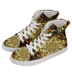 Fractal Flower Petals Gold Men s Hi-top Skate Sneakers by HermanTelo