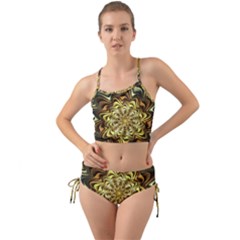 Fractal Flower Petals Gold Mini Tank Bikini Set by HermanTelo