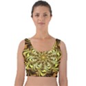 Fractal Flower Petals Gold Velvet Crop Top View1