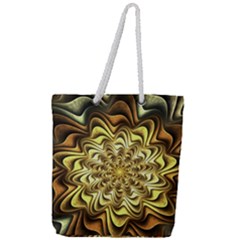 Fractal Flower Petals Gold Full Print Rope Handle Tote (large)