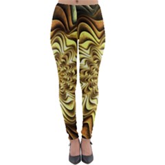 Fractal Flower Petals Gold Lightweight Velour Leggings