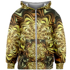 Fractal Flower Petals Gold Kids  Zipper Hoodie Without Drawstring