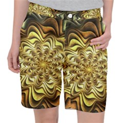 Fractal Flower Petals Gold Pocket Shorts