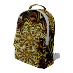 Fractal Flower Petals Gold Flap Pocket Backpack (large)