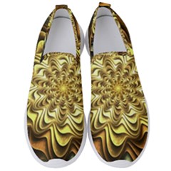 Fractal Flower Petals Gold Men s Slip On Sneakers