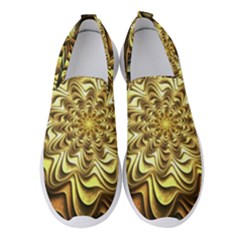 Fractal Flower Petals Gold Women s Slip On Sneakers by HermanTelo