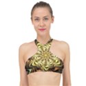 Fractal Flower Petals Gold High Neck Bikini Top View1