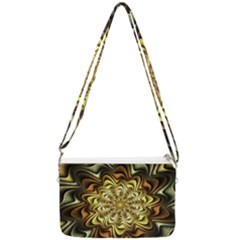 Fractal Flower Petals Gold Double Gusset Crossbody Bag