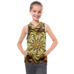 Fractal Flower Petals Gold Kids  Sleeveless Hoodie